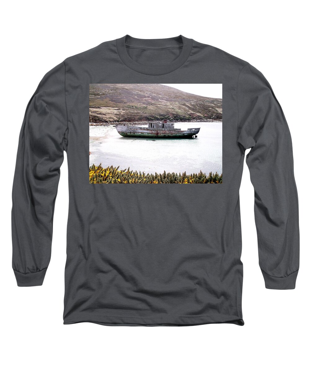 Ship Long Sleeve T-Shirt featuring the photograph Beached Beauty by David Bader