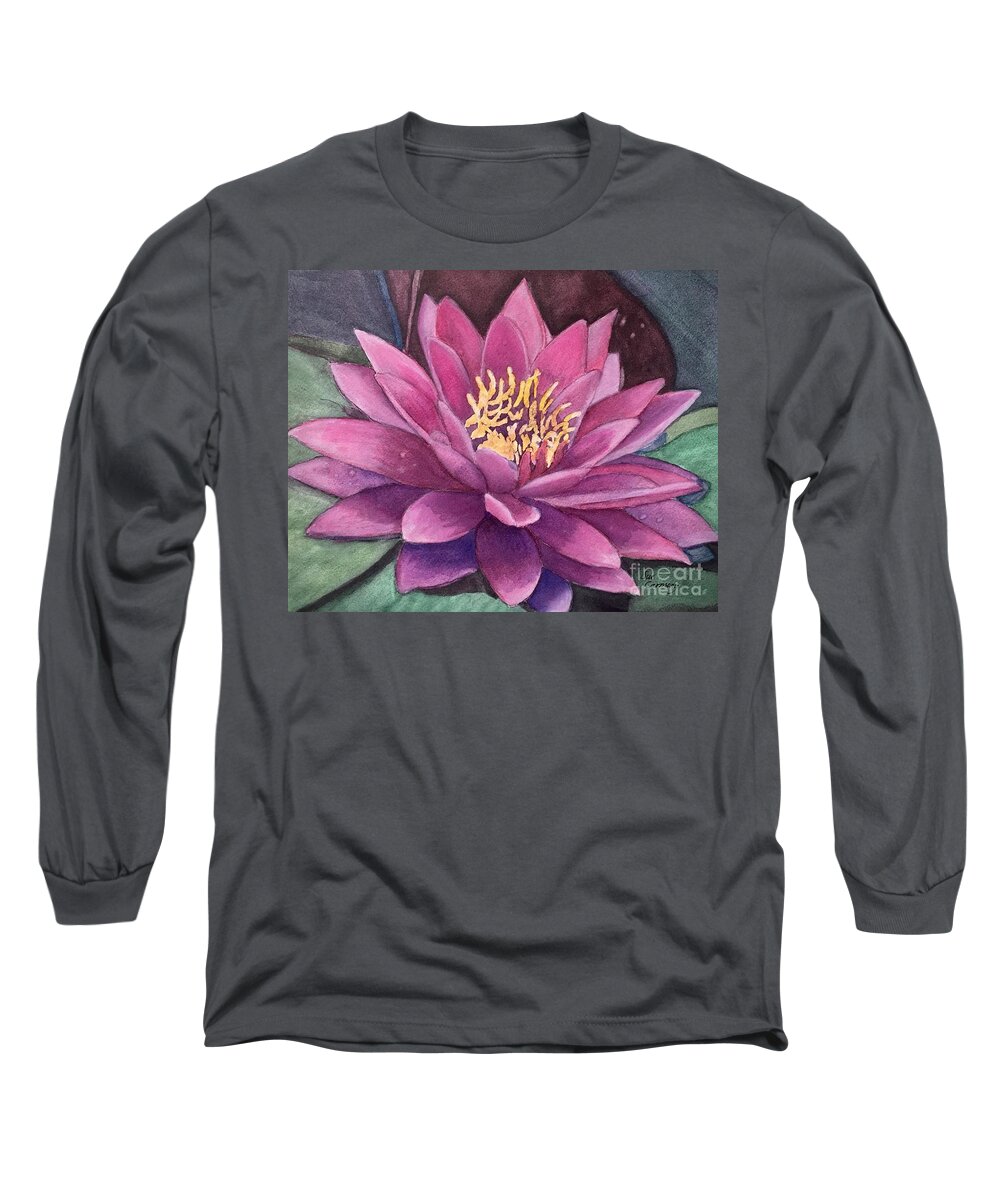 Flower Long Sleeve T-Shirt featuring the painting Beautiful Water Lily by Sue Carmony