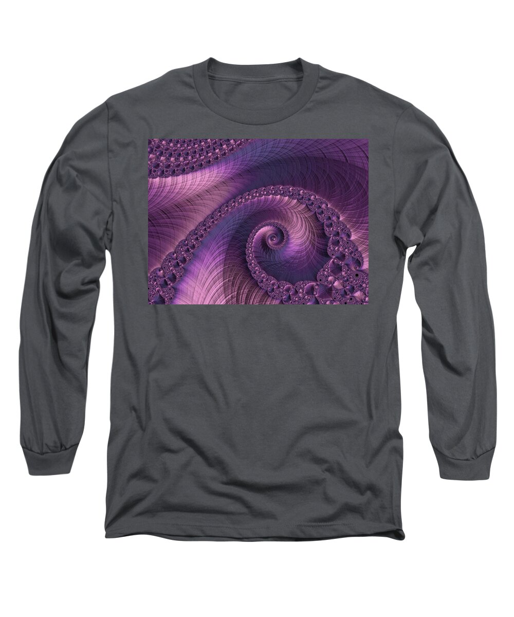 Plum Purple Fractal Long Sleeve T-Shirt featuring the digital art Beauty of Sorrow by Susan Maxwell Schmidt