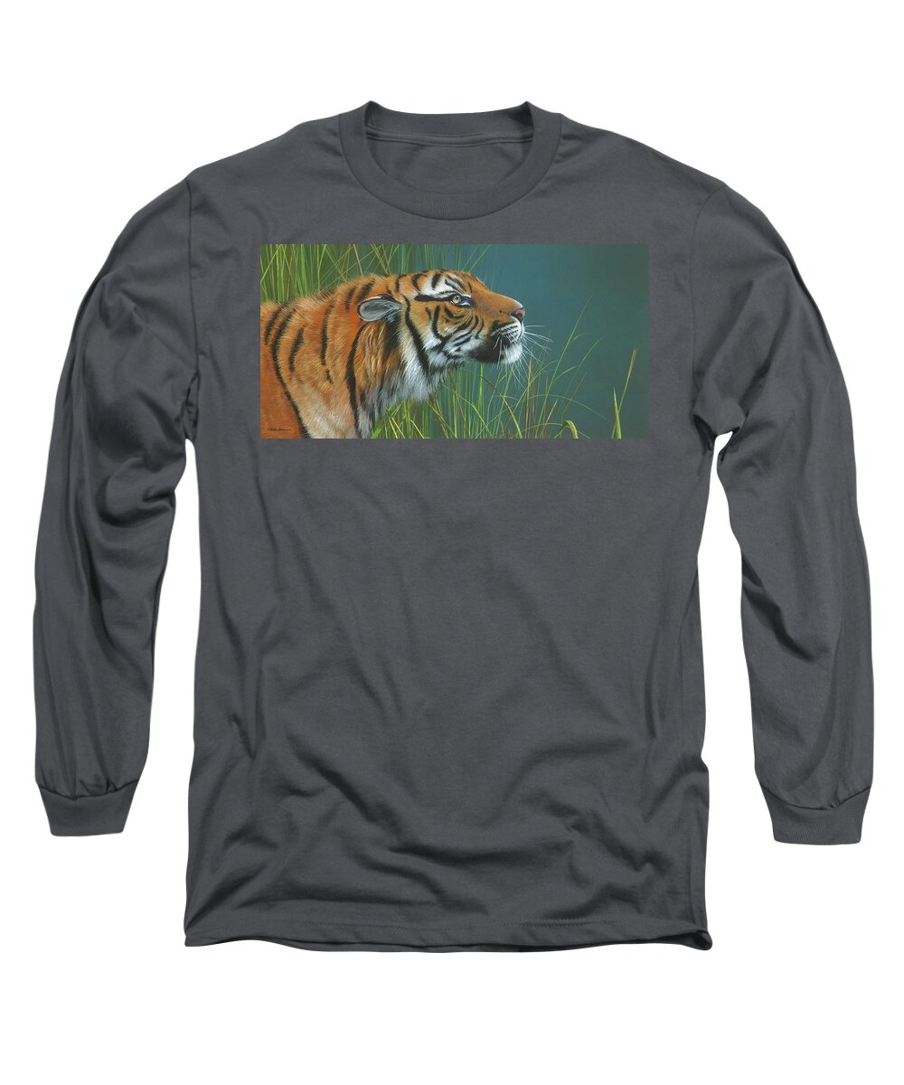 Bengal Long Sleeve T-Shirt featuring the painting Beggars Day by Mike Brown