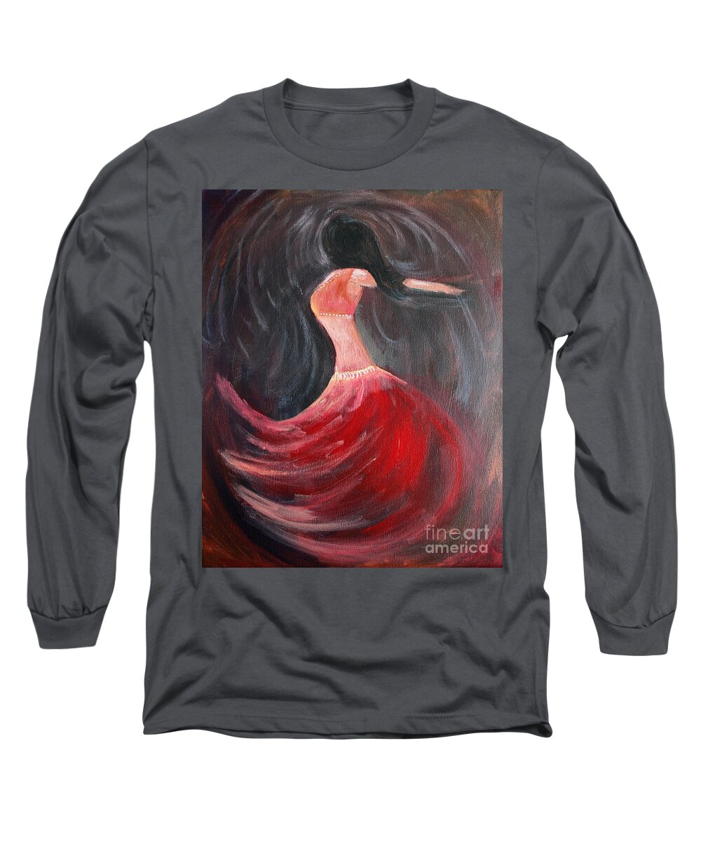Belly Dancers Long Sleeve T-Shirt featuring the painting Belly Dancer 3 by Julie Lueders 