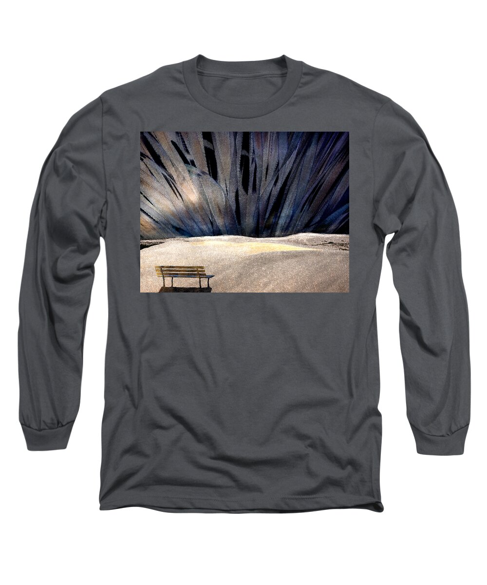 Bench Long Sleeve T-Shirt featuring the digital art Bench by Ken Taylor