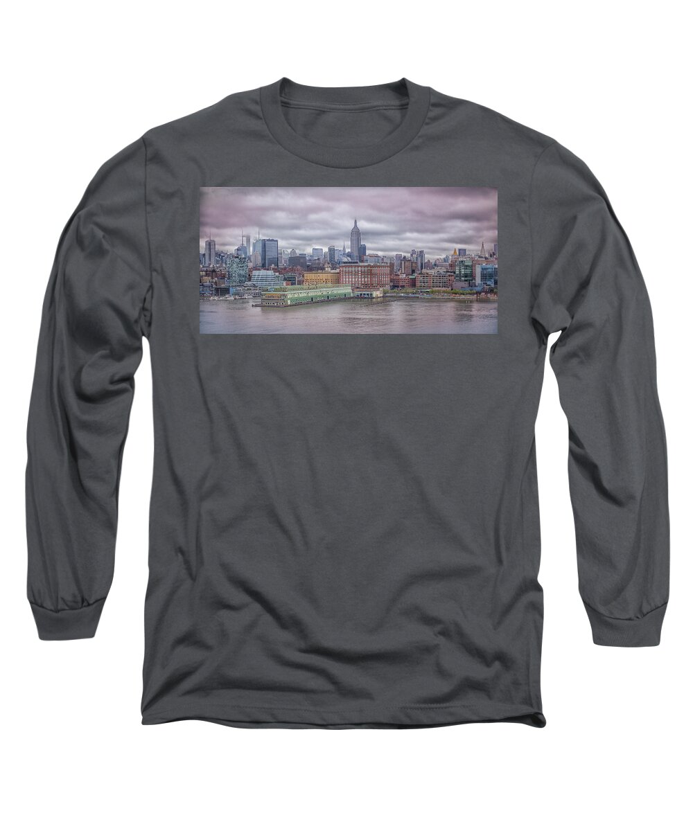 New York Long Sleeve T-Shirt featuring the photograph Beneath The Stormy Morning by Elvira Pinkhas