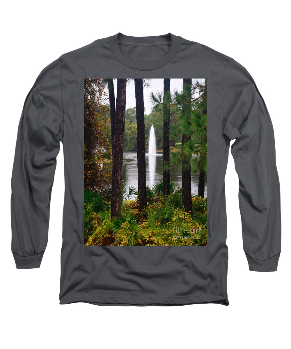 Water Long Sleeve T-Shirt featuring the photograph Between the Fountain by Lori Mellen-Pagliaro