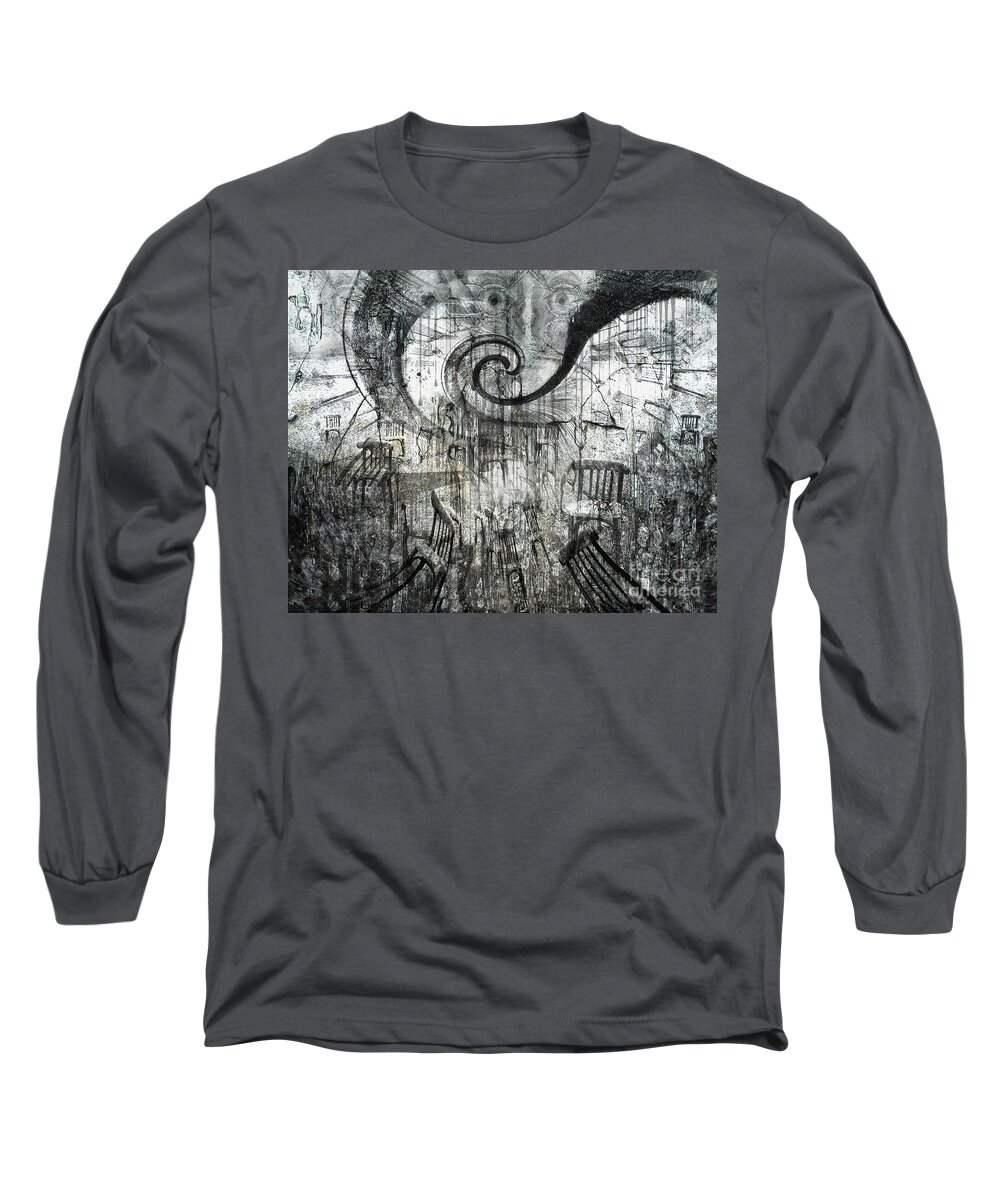Abstract Long Sleeve T-Shirt featuring the digital art Beware of Darkness by Rhonda Strickland
