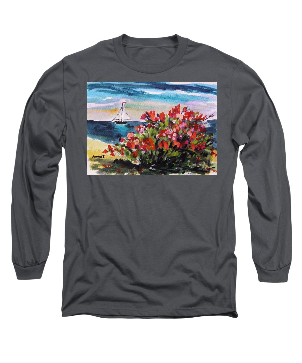 Sea Long Sleeve T-Shirt featuring the painting Beyond Sea Roses by John Williams