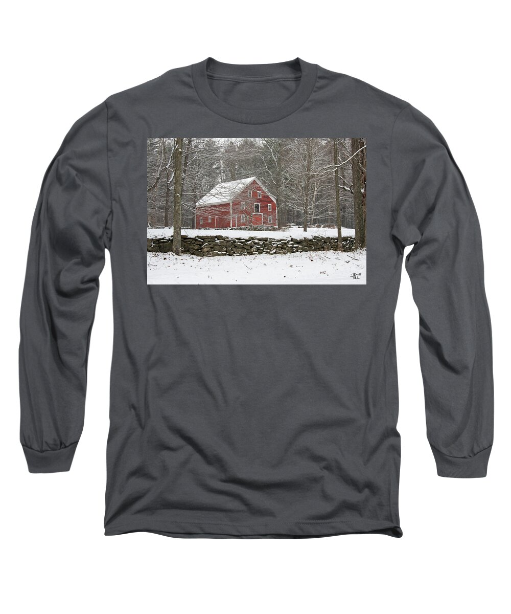 Garage Long Sleeve T-Shirt featuring the photograph Big Red Barn by Brett Pelletier