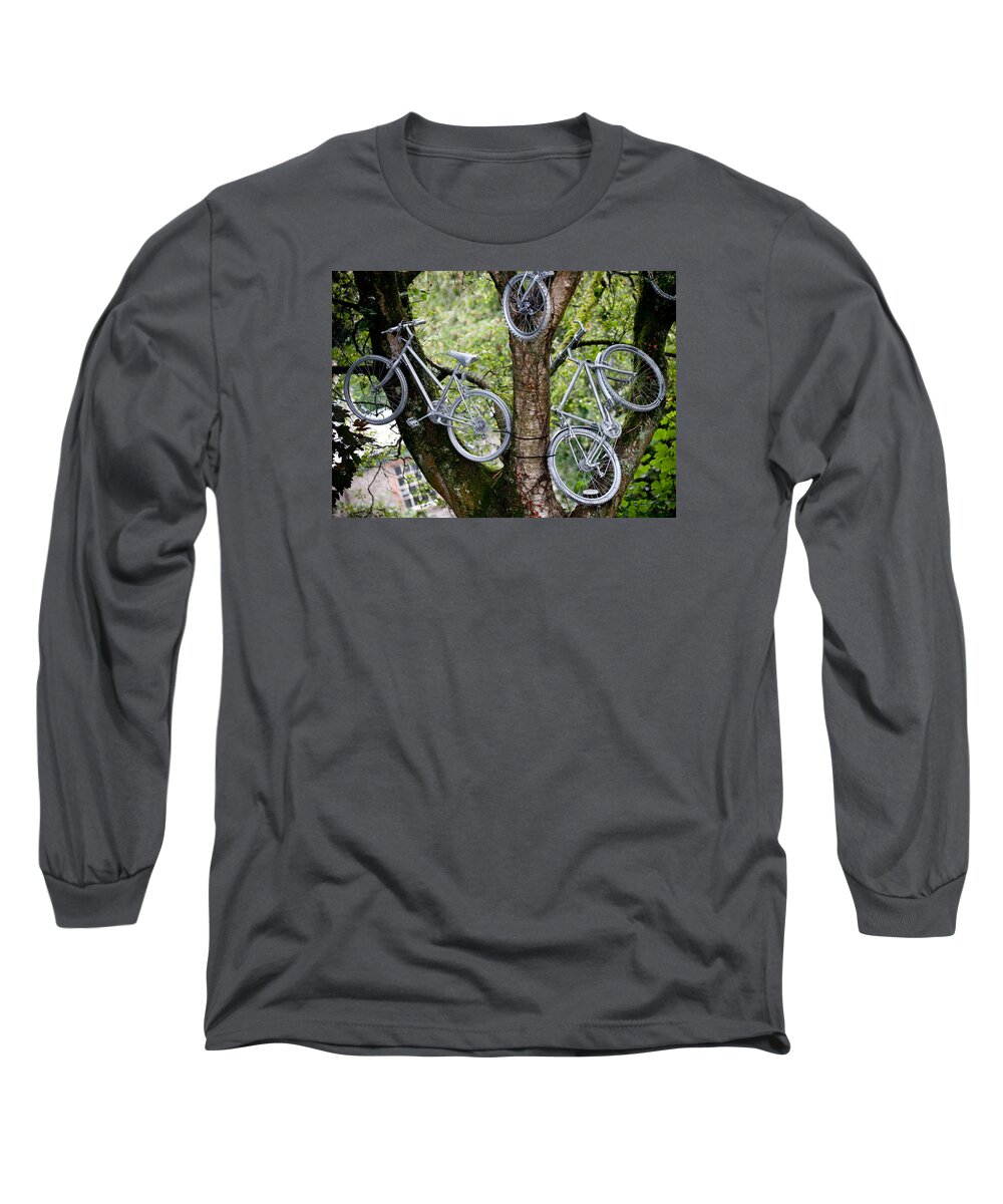 Bike Long Sleeve T-Shirt featuring the photograph Bikes in a Tree by Helen Jackson