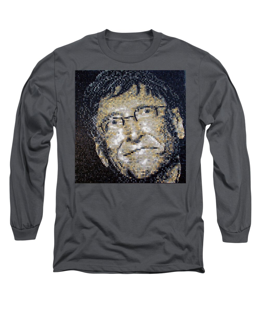 Bill Gates Long Sleeve T-Shirt featuring the mixed media Bill Gates by Doug Powell