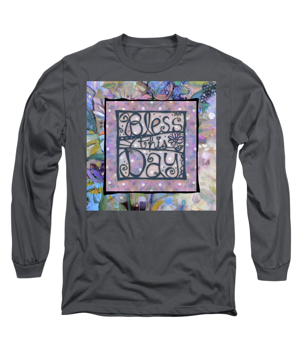Jen Norton Long Sleeve T-Shirt featuring the painting Bless This Day by Jen Norton