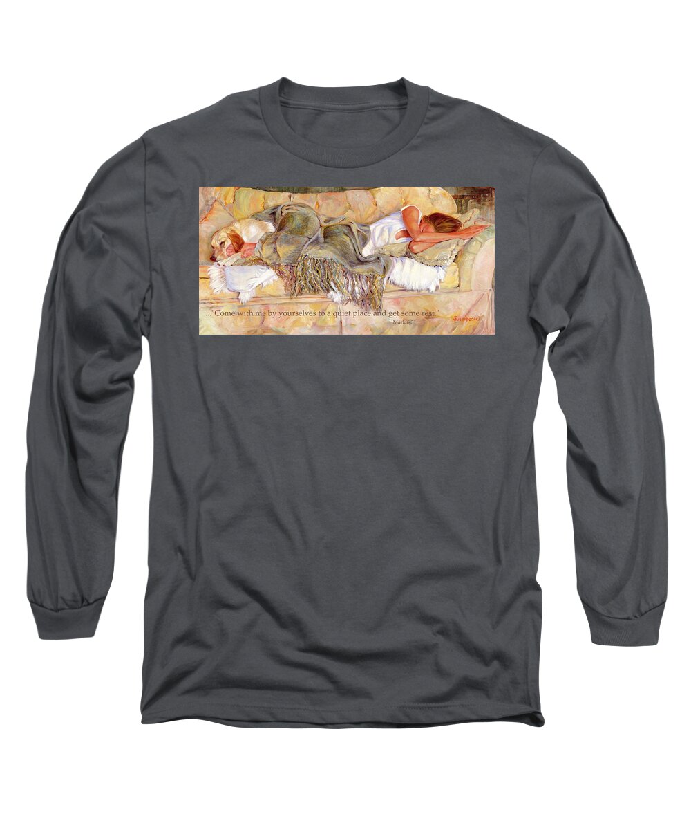 Painting Long Sleeve T-Shirt featuring the painting Bliss with Bible Verse by Susan Hensel