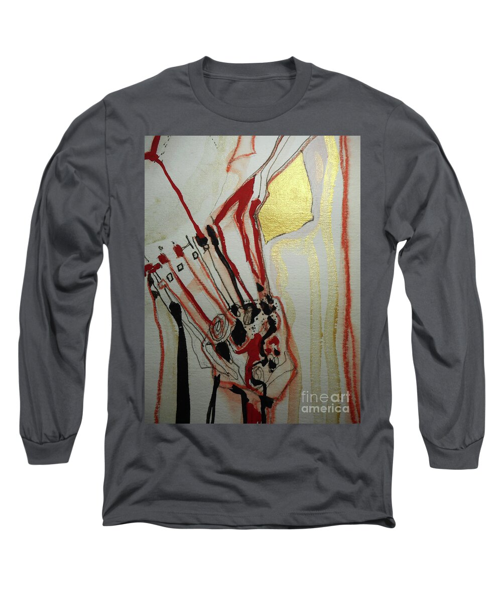 Katerina Stamatelos Long Sleeve T-Shirt featuring the painting Blood Flowers by Katerina Stamatelos