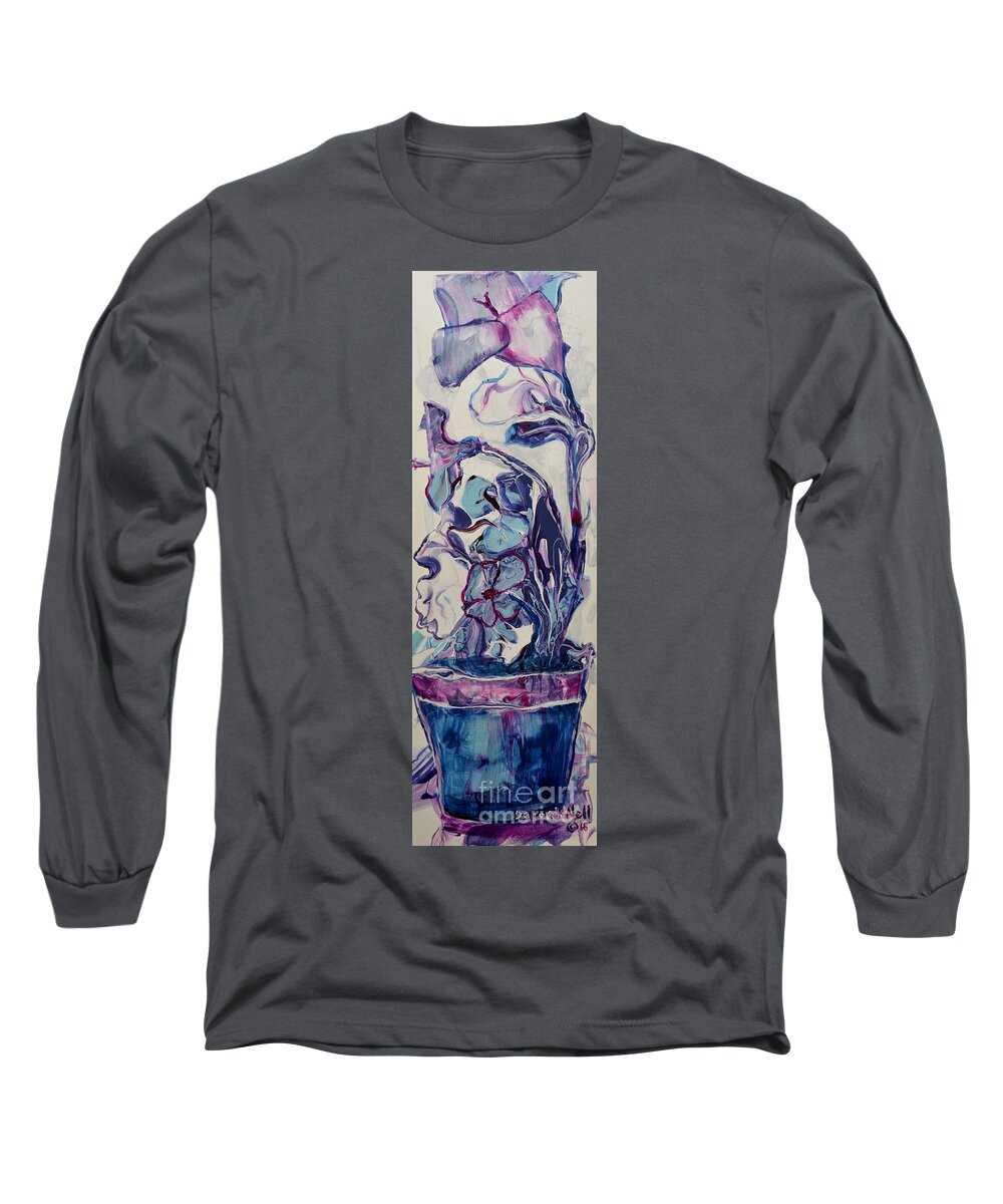Floral Painting Long Sleeve T-Shirt featuring the painting Blooming Blues by Deborah Nell