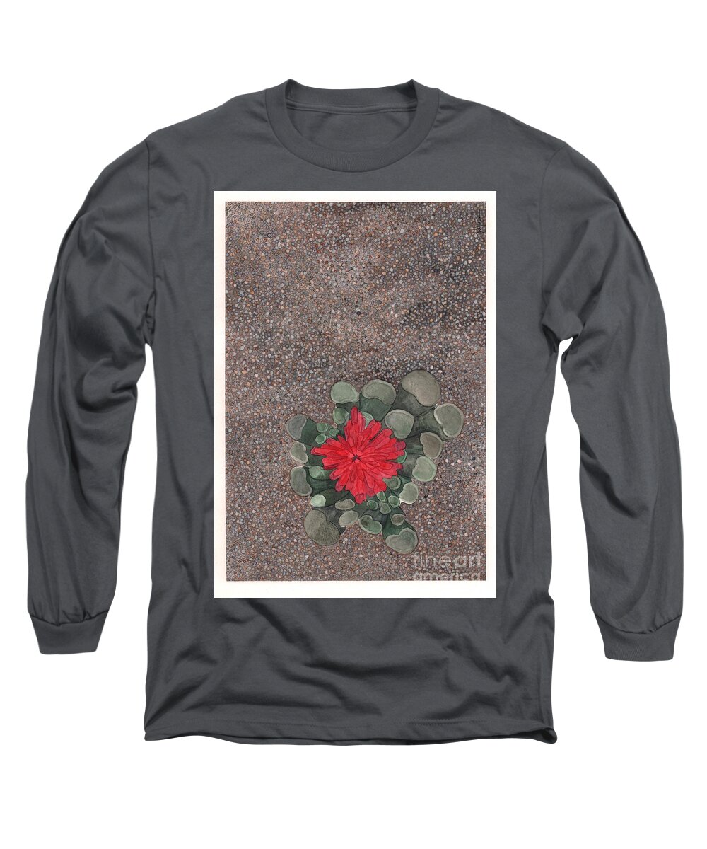 Succulent Long Sleeve T-Shirt featuring the painting Blooming Succulent by Hilda Wagner