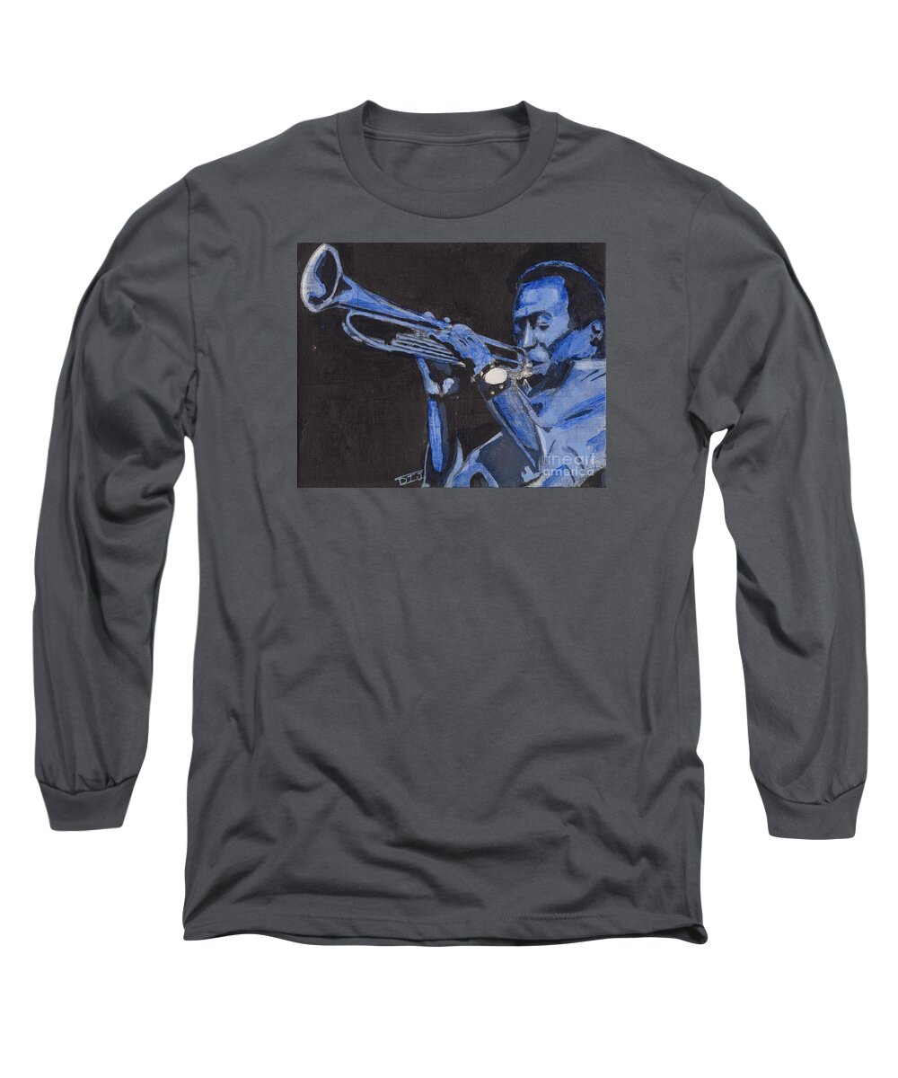 Miles Davis Long Sleeve T-Shirt featuring the painting Blue Miles by David Jackson