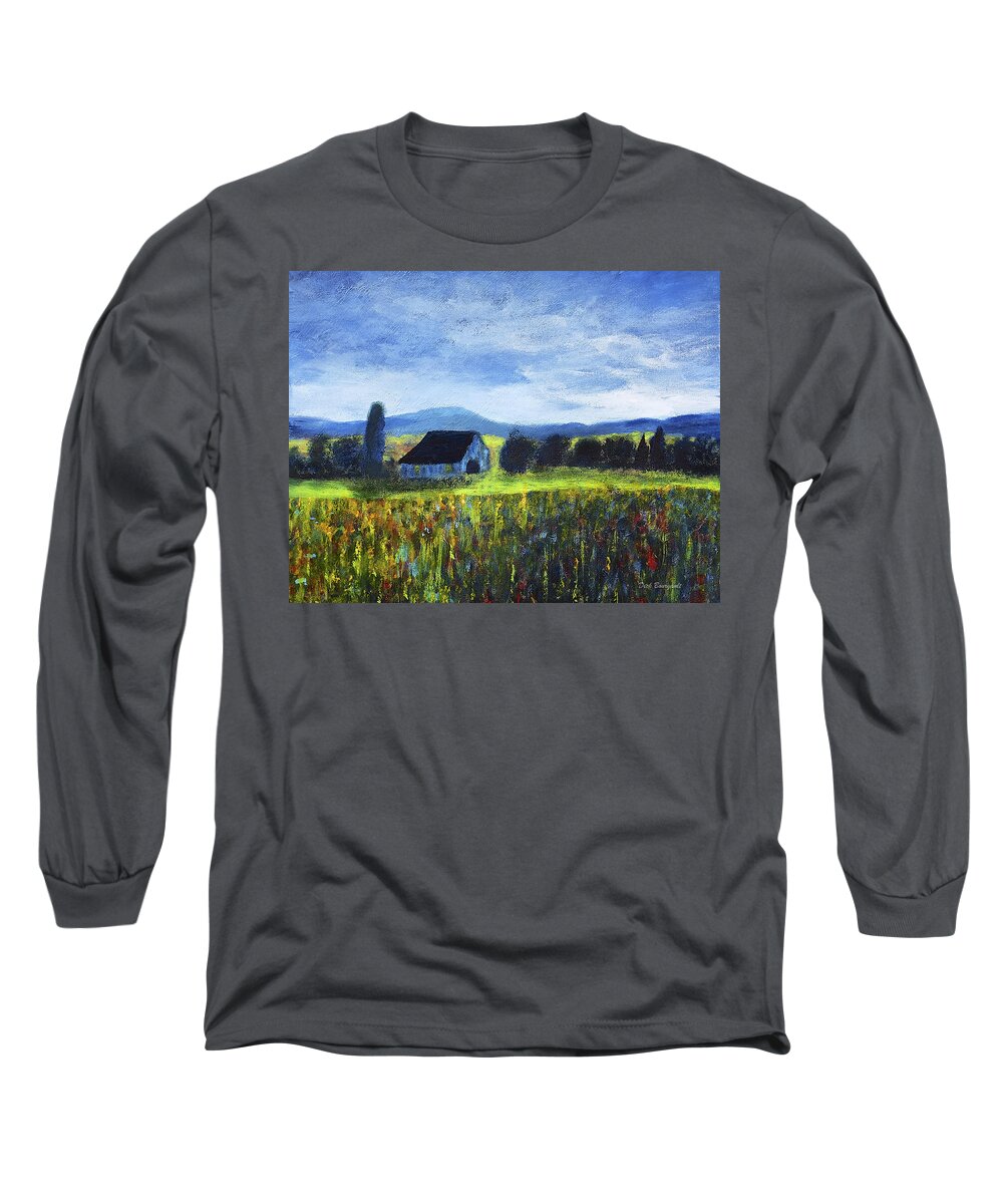 Barn Long Sleeve T-Shirt featuring the painting Blue Ridge Valley by Dick Bourgault