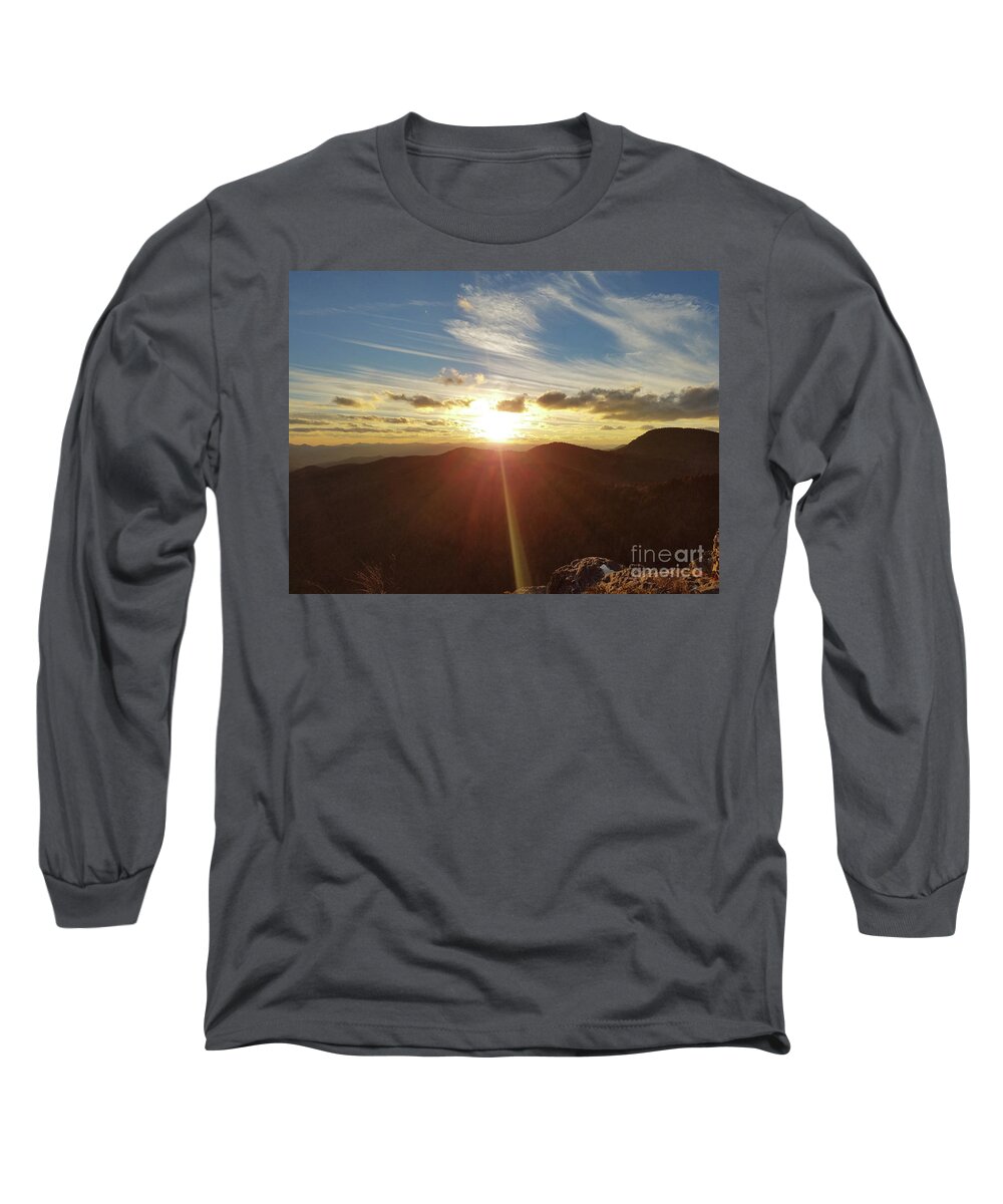 Blue Ridge Parkway Long Sleeve T-Shirt featuring the photograph Blue Ridge Winter Sunset by Curtis Sikes