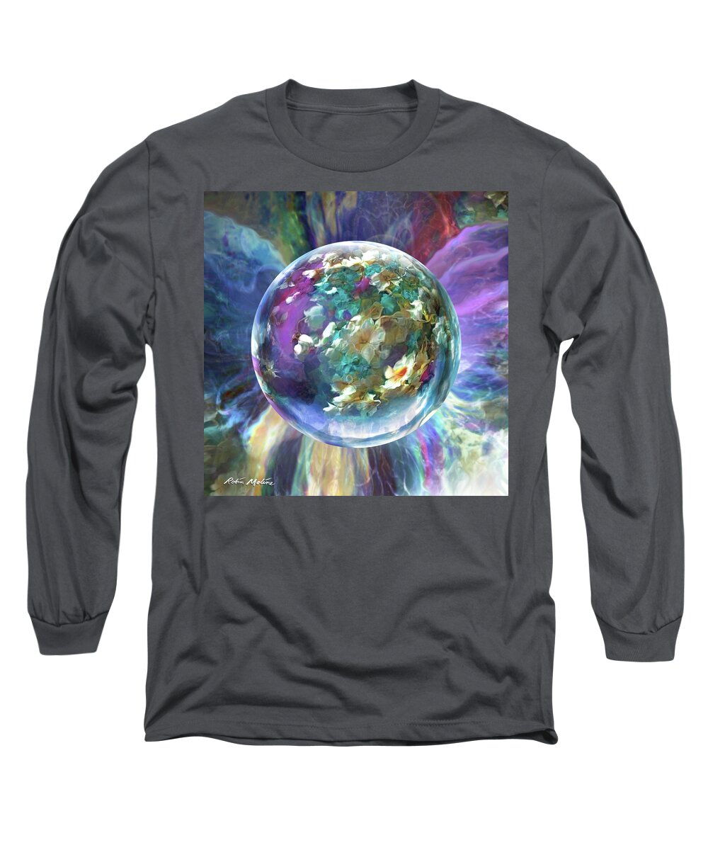 Bouquets Long Sleeve T-Shirt featuring the digital art Blues Bouquet by Robin Moline