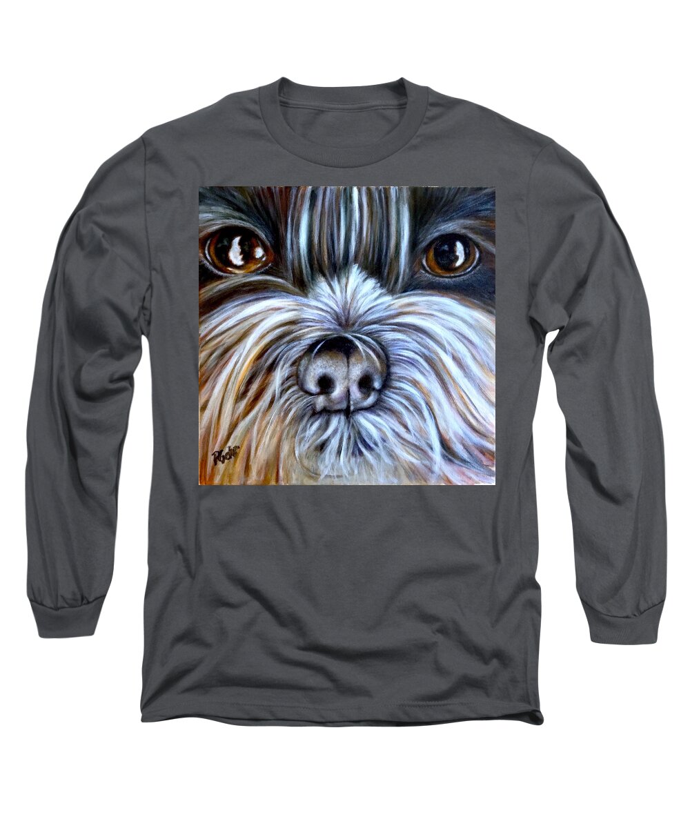 Shih Tzu Long Sleeve T-Shirt featuring the painting Bo by Dr Pat Gehr