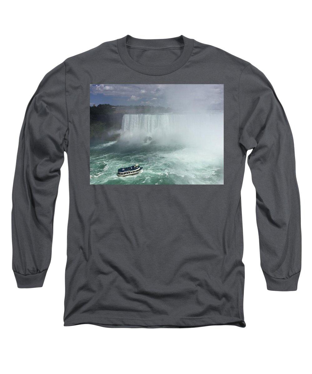 Boat Long Sleeve T-Shirt featuring the photograph Boat Near Niagara Falls by Samantha Delory