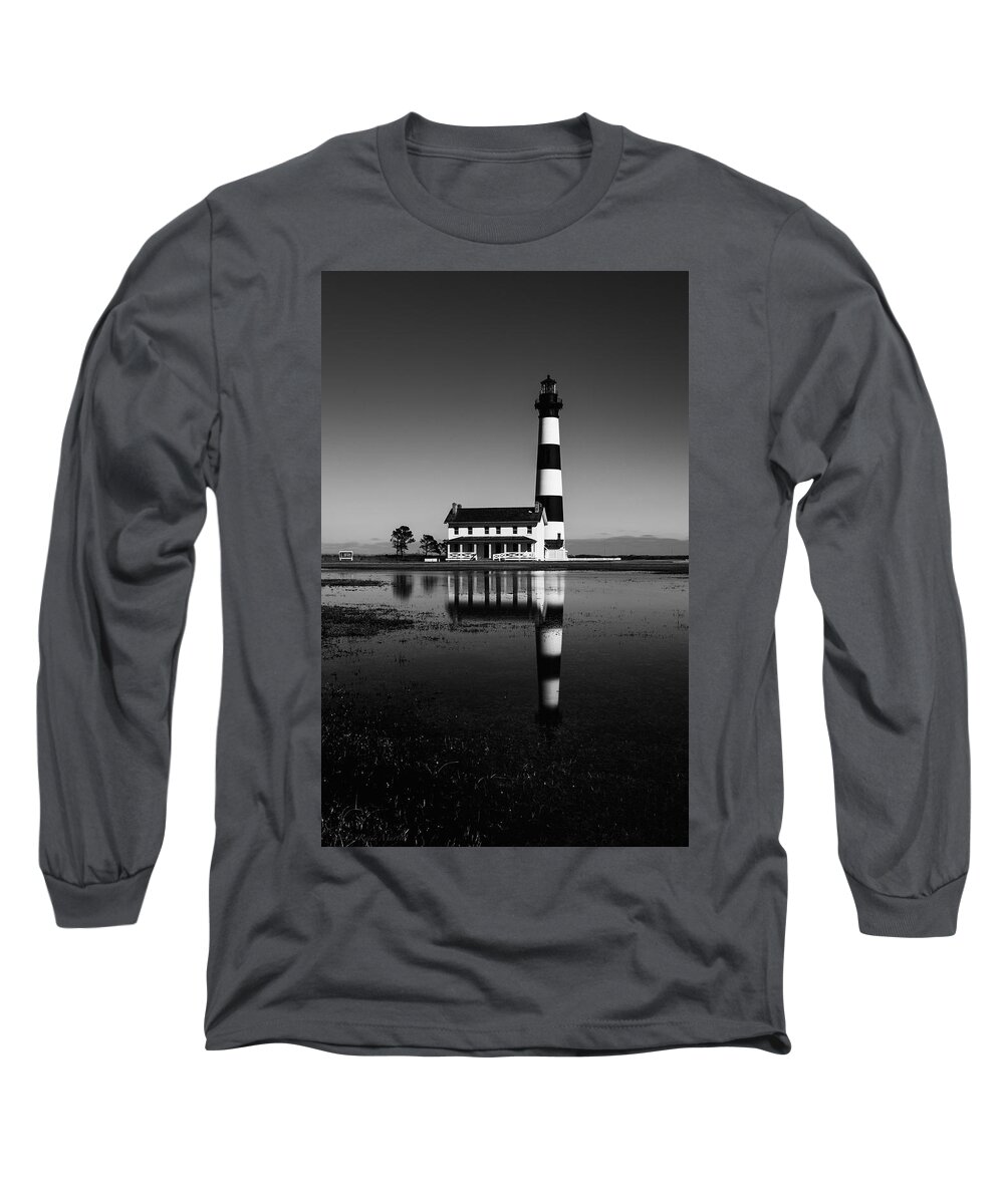 Lighthouse Long Sleeve T-Shirt featuring the photograph Bodie Lighthouse black and white by C Renee Martin