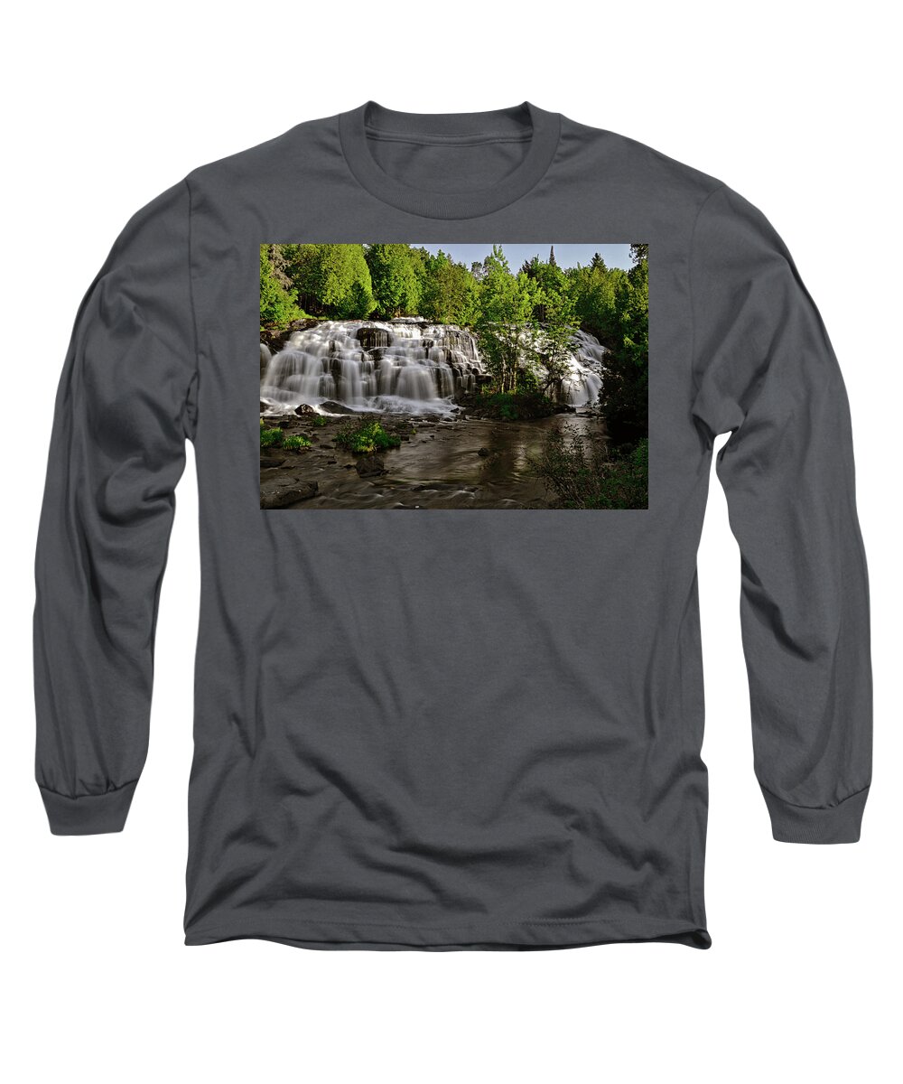 Waterfall Long Sleeve T-Shirt featuring the photograph Bond Falls - Haight - Michigan 003 by George Bostian