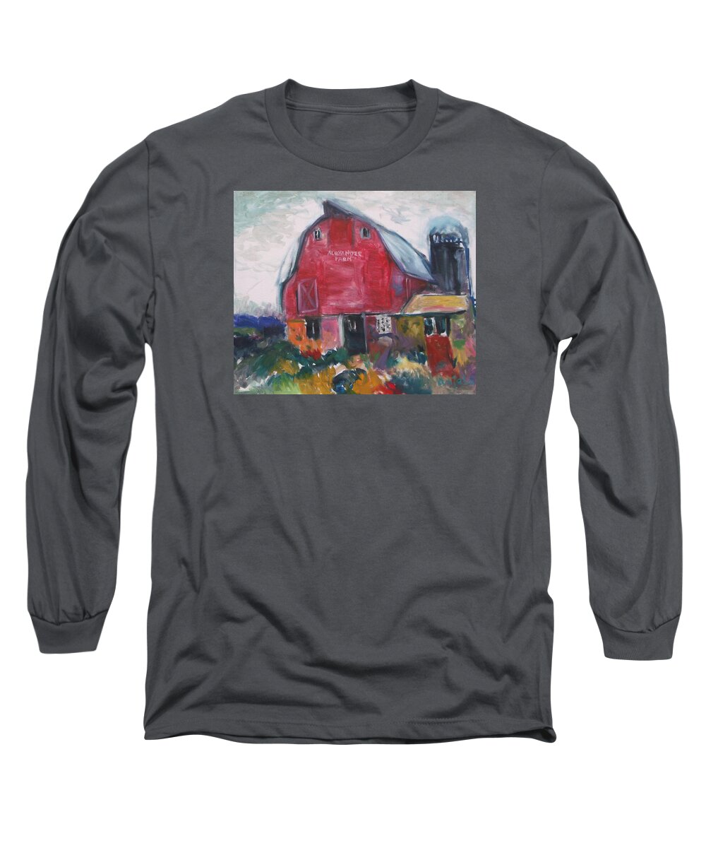 Farm Long Sleeve T-Shirt featuring the painting Boompa's Barn by Mykul Anjelo