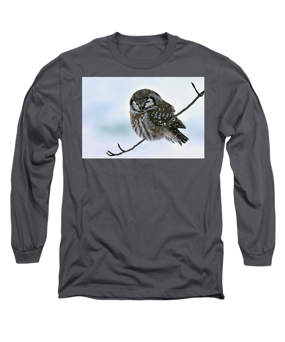 Bird Long Sleeve T-Shirt featuring the photograph Boreal Owl by Alan Lenk
