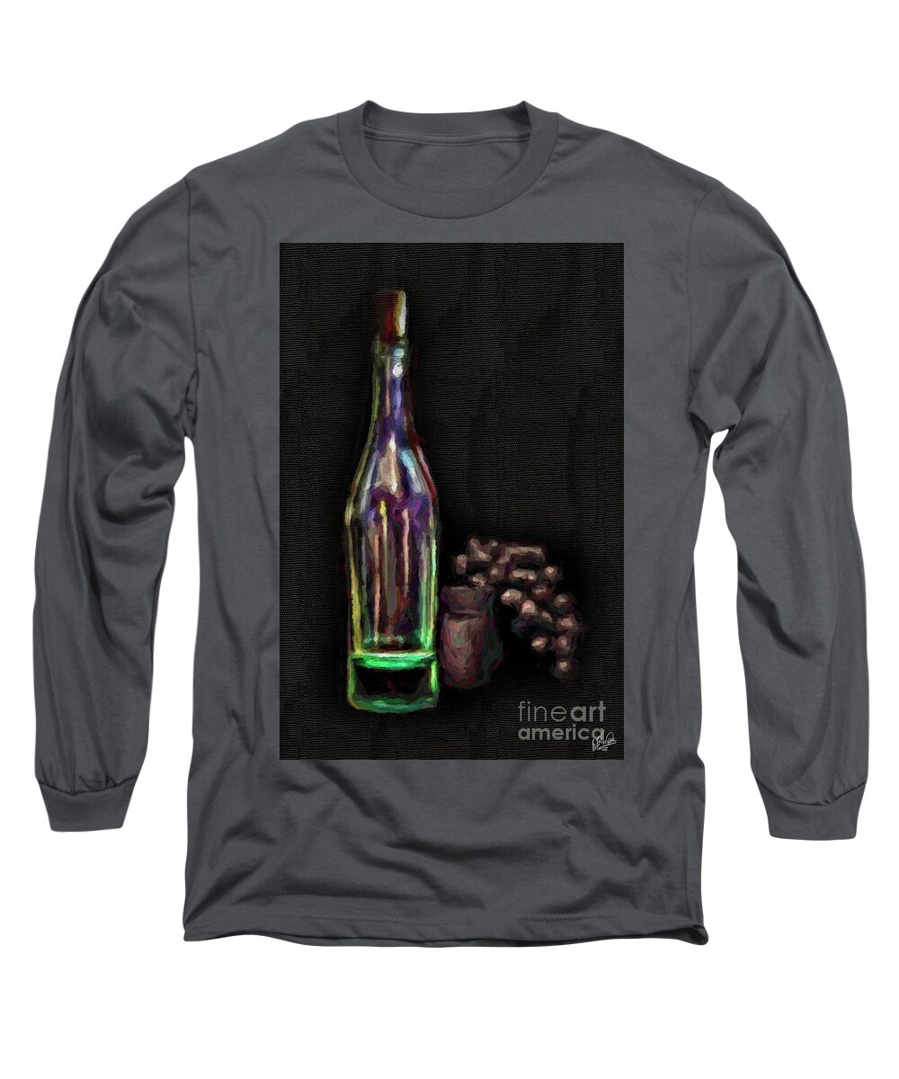  Long Sleeve T-Shirt featuring the photograph Bottle and Grapes by Walt Foegelle