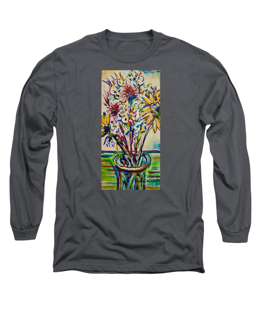 Floral Long Sleeve T-Shirt featuring the painting Bouquet by Catherine Gruetzke-Blais