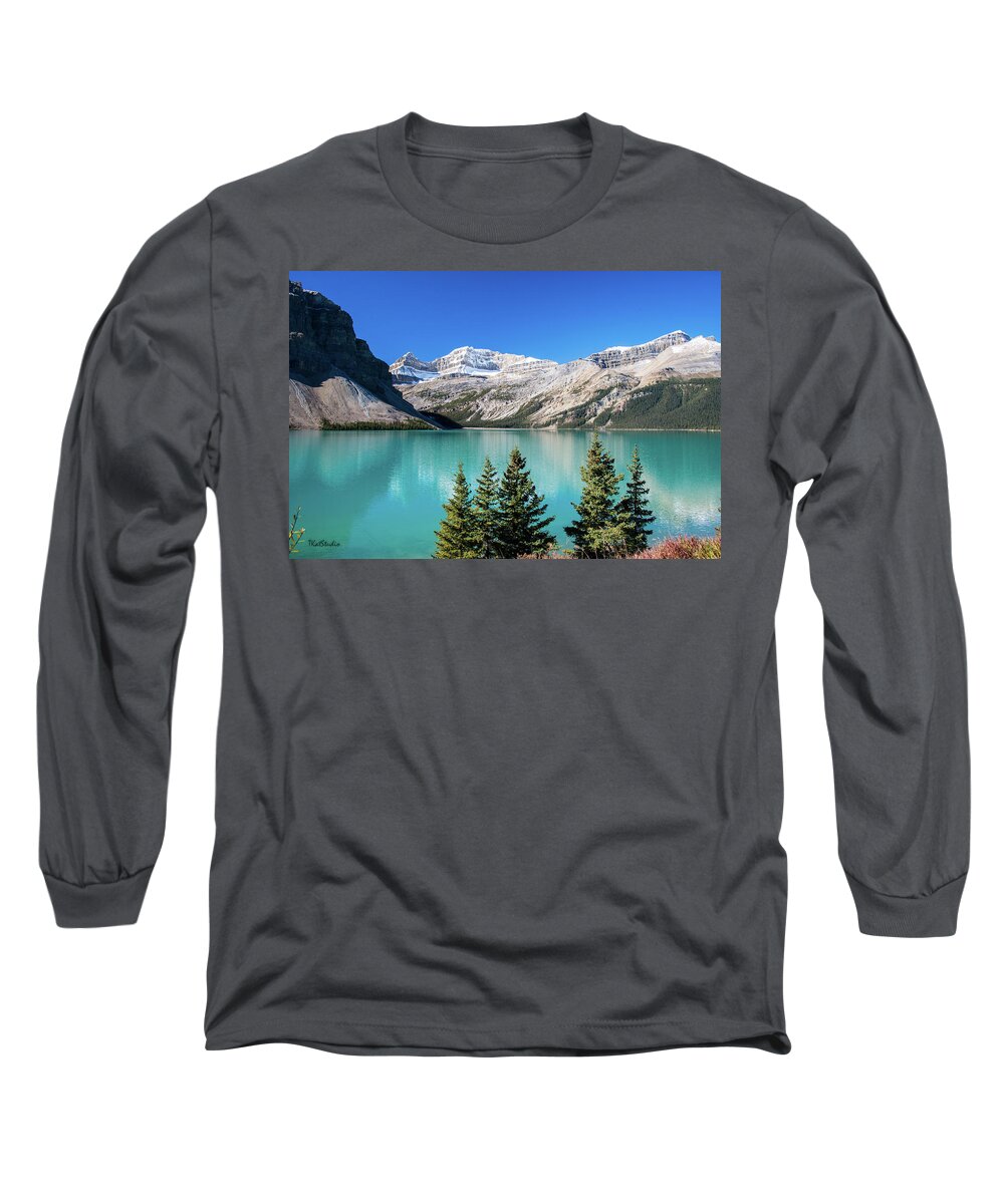 Bow Lake Long Sleeve T-Shirt featuring the photograph Bow Lake by Tim Kathka