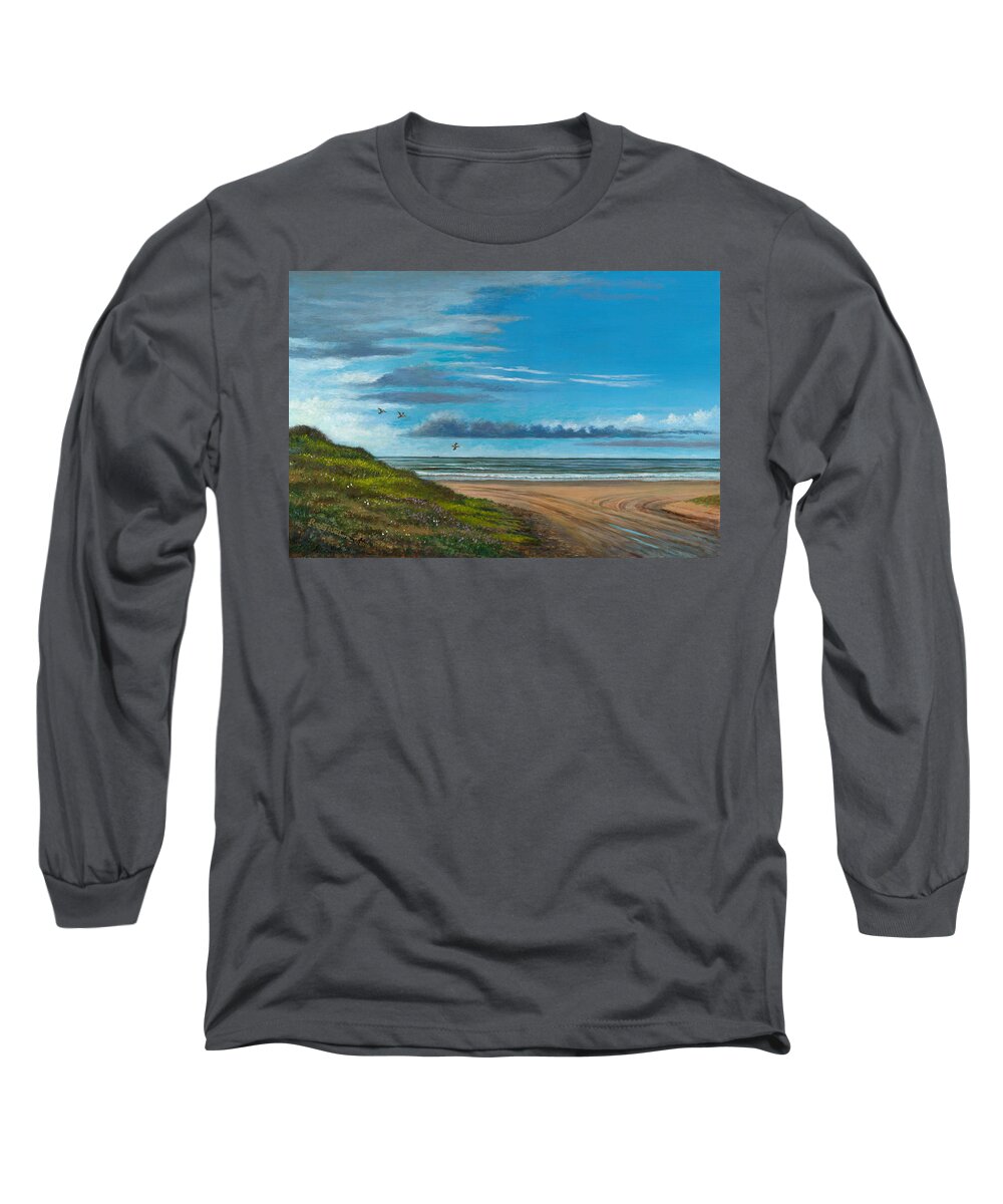 Crystal Beach Long Sleeve T-Shirt featuring the painting Breakfast Time by Randy Welborn