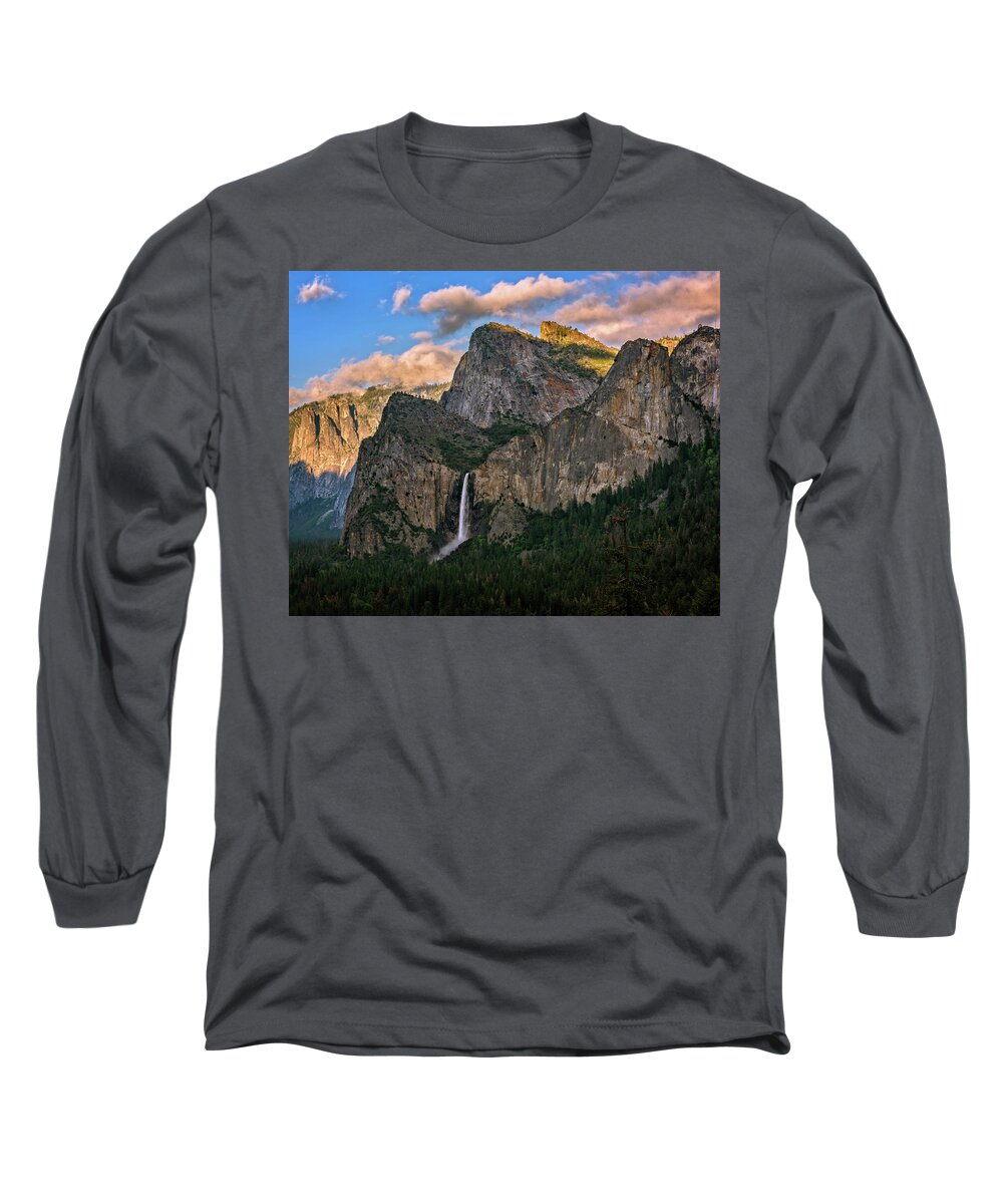 Af Zoom 24-70mm F/2.8g Long Sleeve T-Shirt featuring the photograph Bridalveil Falls from Tunnel View by John Hight