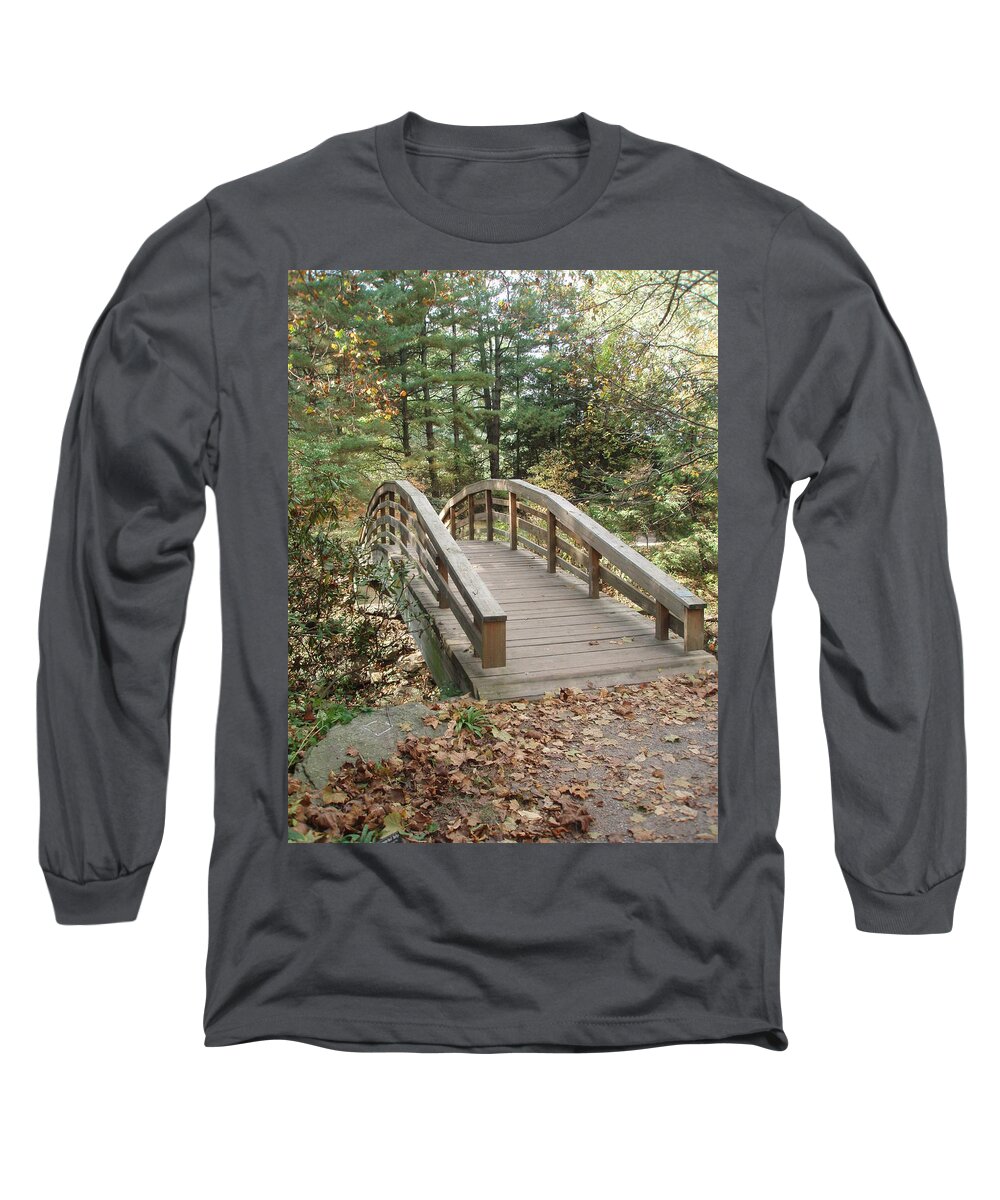 Bridge Long Sleeve T-Shirt featuring the photograph Bridge To New Discoveries by Allen Nice-Webb