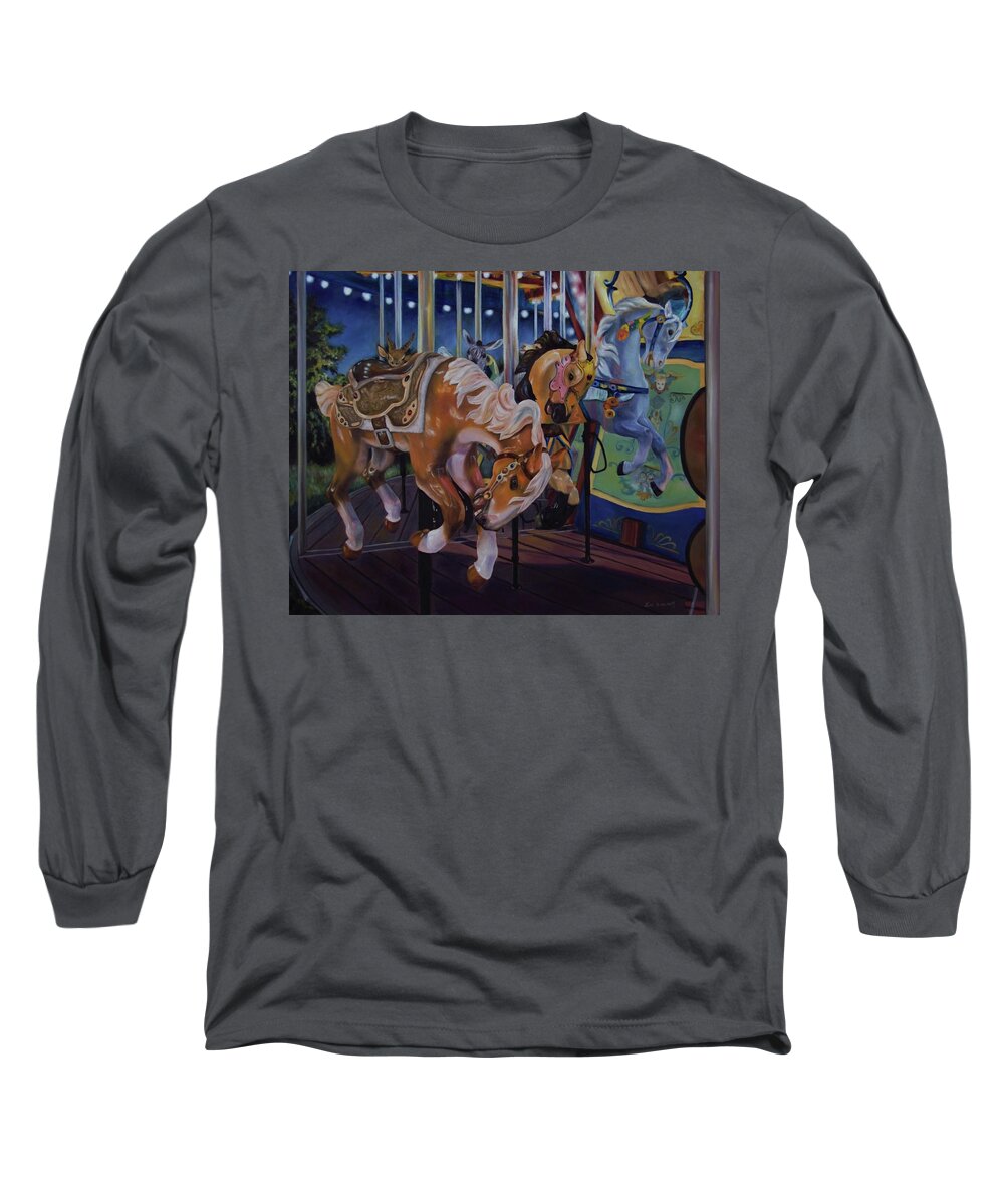 Bronc Busting 101 Long Sleeve T-Shirt featuring the painting Bronc Busting 101 by Lori Brackett