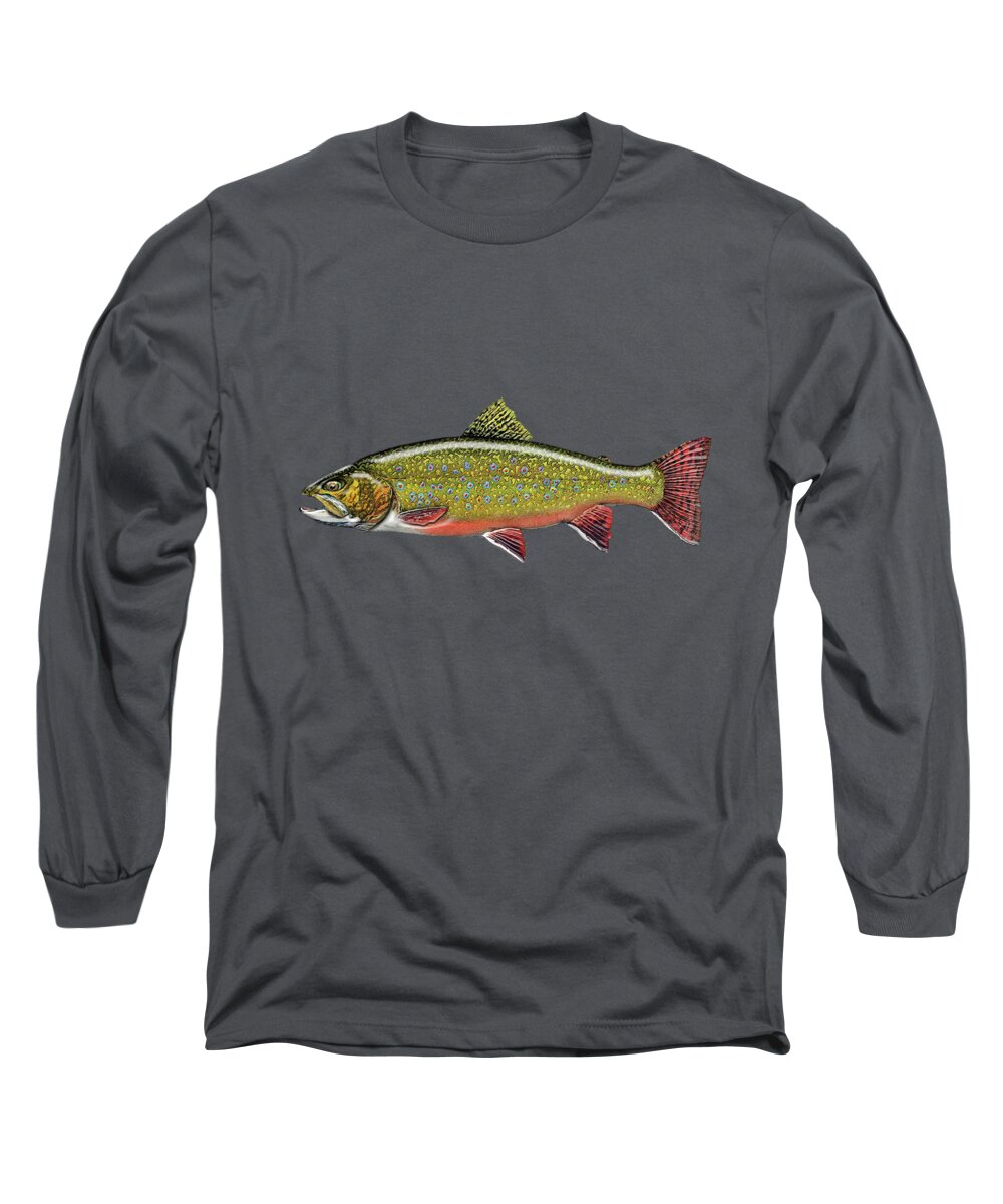 'fishing Corner' Collection By Serge Averbukh Long Sleeve T-Shirt featuring the digital art Brook Trout by Serge Averbukh