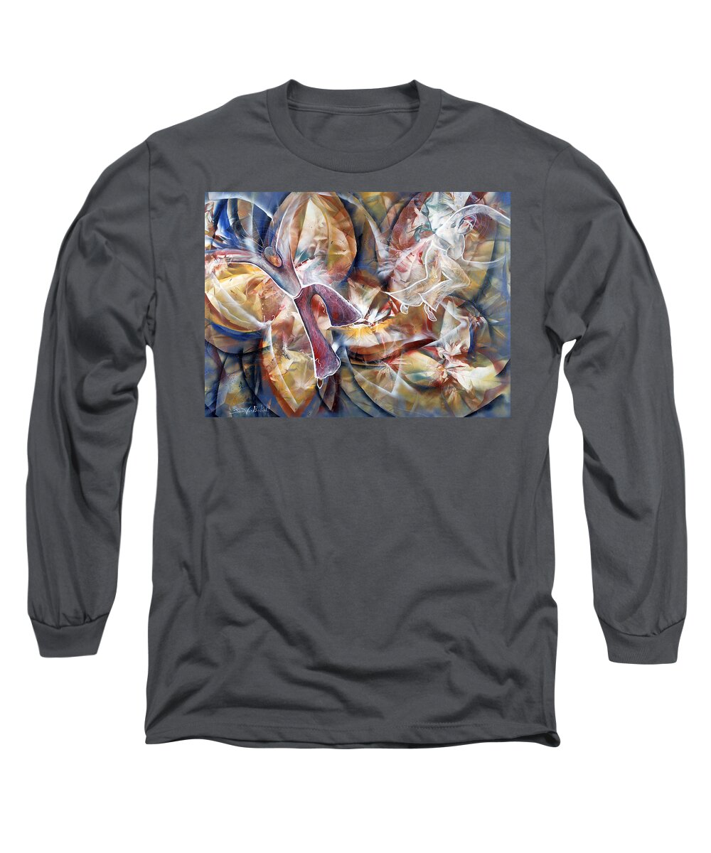 Two Figures Long Sleeve T-Shirt featuring the painting Brothers by Jan VonBokel
