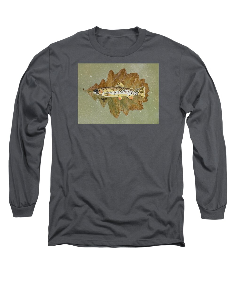 Fish Long Sleeve T-Shirt featuring the painting Brown Trout by Ralph Root