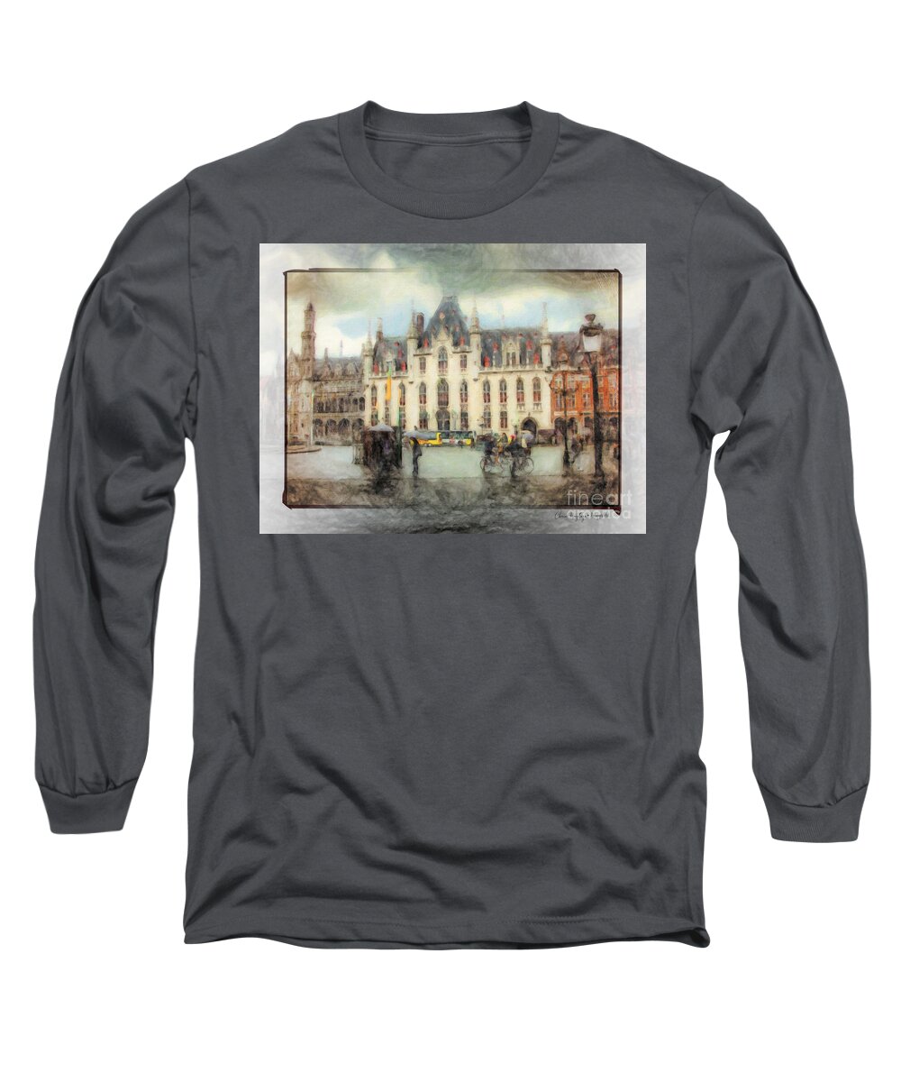 Bruges Long Sleeve T-Shirt featuring the painting Bruges, Belgium by Chris Armytage