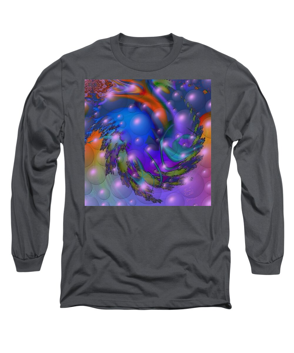 Bubbles Long Sleeve T-Shirt featuring the mixed media Bubbling over with enthusiasim by Kevin Caudill