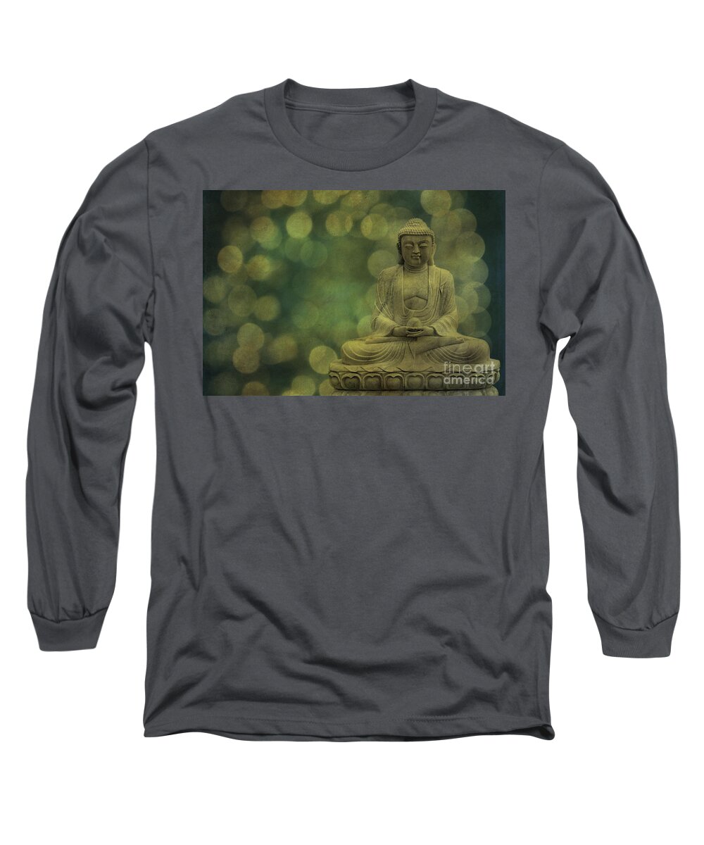 Buddha Long Sleeve T-Shirt featuring the photograph Buddha Light Gold by Hannes Cmarits