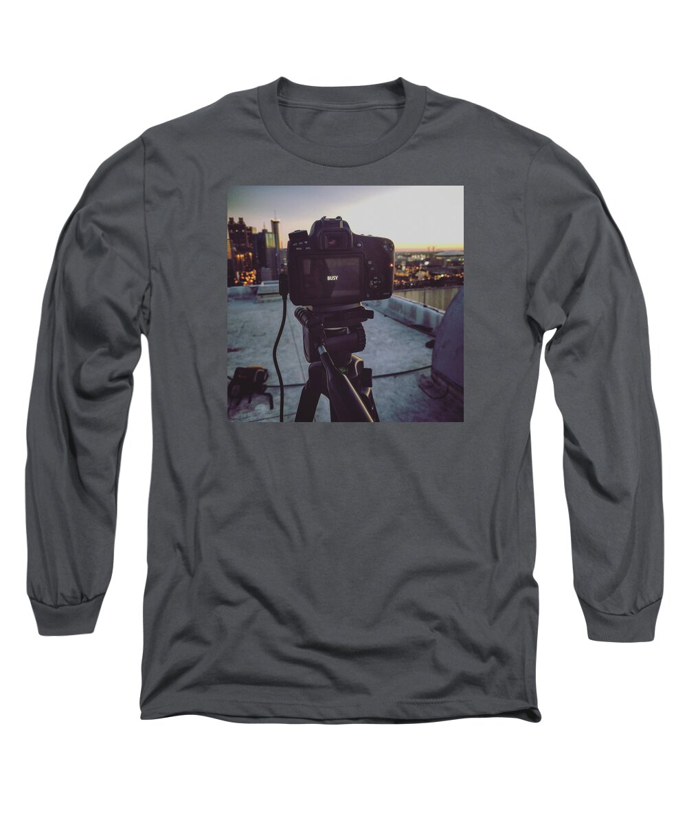 Abstract Long Sleeve T-Shirt featuring the photograph Busy by Mike Dunn