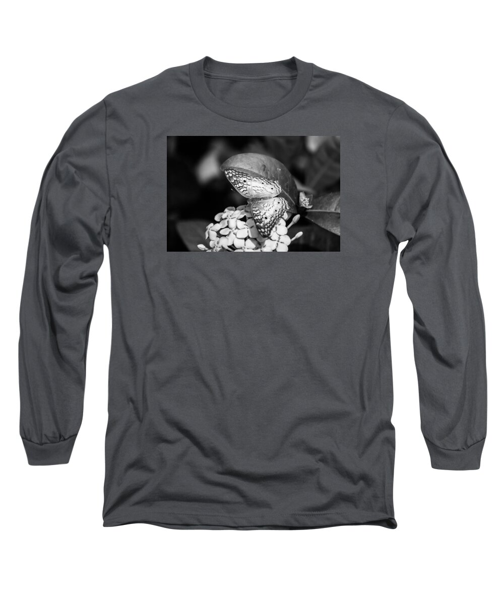 Butterfly Long Sleeve T-Shirt featuring the photograph Butterfly BW - INS18 by Gordon Sarti