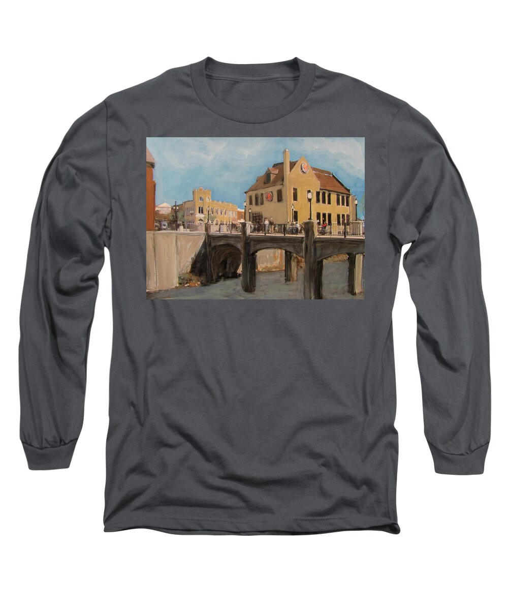 Milwaukee Long Sleeve T-Shirt featuring the mixed media Cafe Hollander 1 by Anita Burgermeister