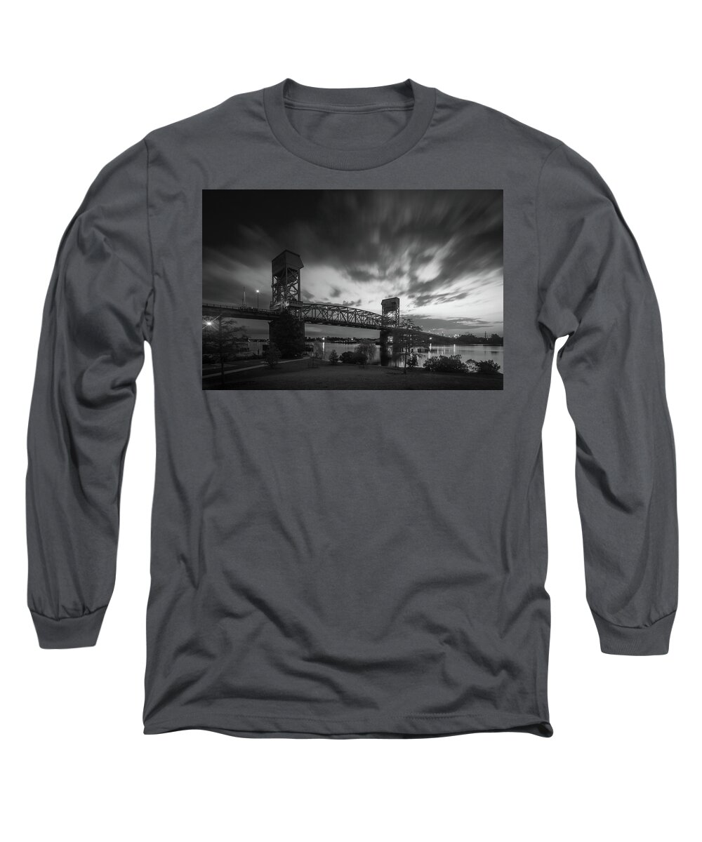 Cape Fear River Long Sleeve T-Shirt featuring the photograph Cape Fear Memorial Bridge by Nick Noble