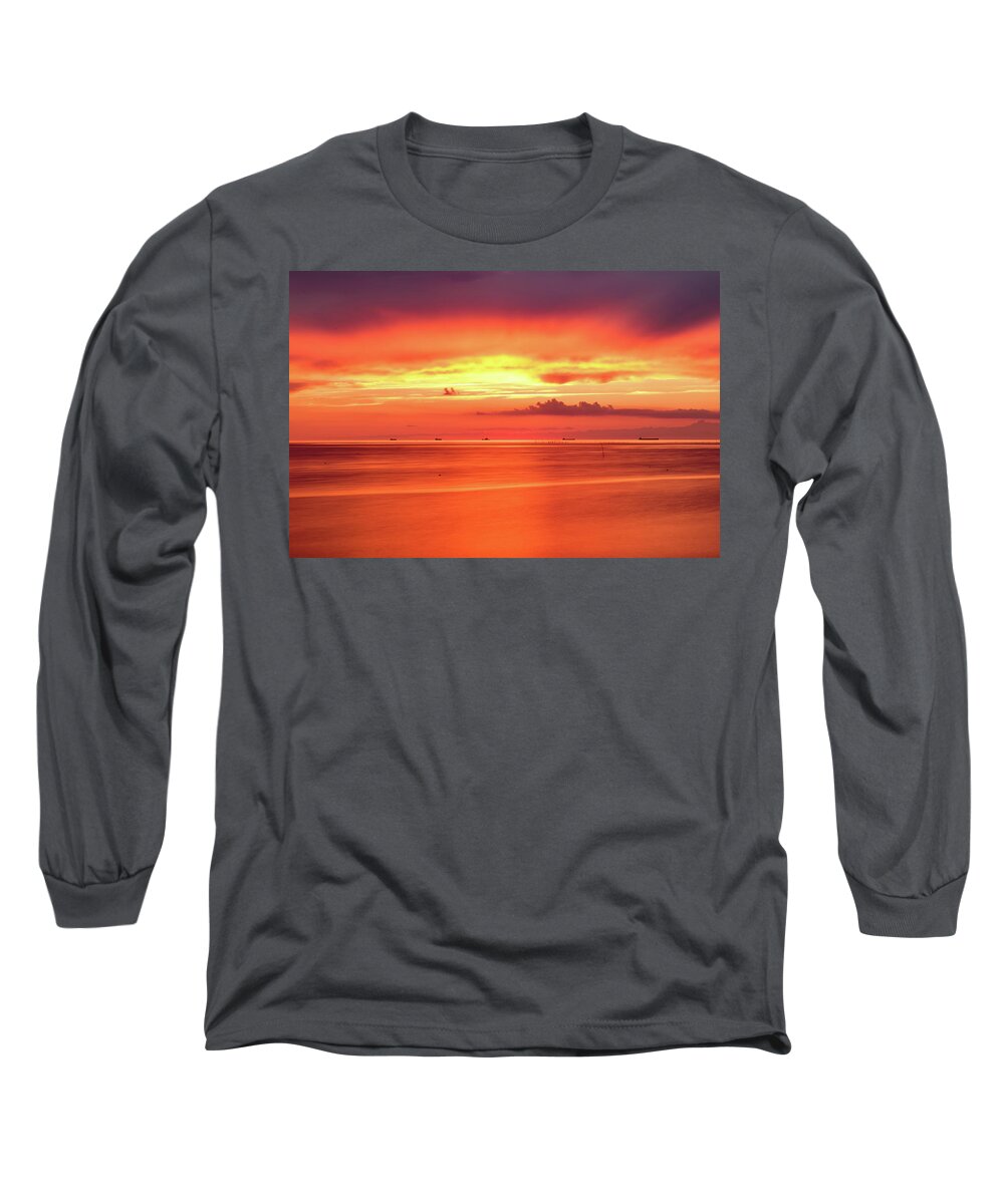 Sunset Long Sleeve T-Shirt featuring the photograph Cargo Line by Nicole Lloyd
