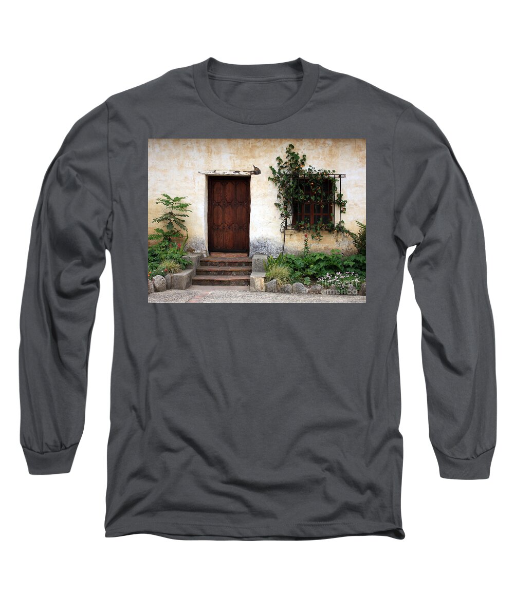 Carmel Mission Long Sleeve T-Shirt featuring the photograph Carmel Mission Door by Carol Groenen