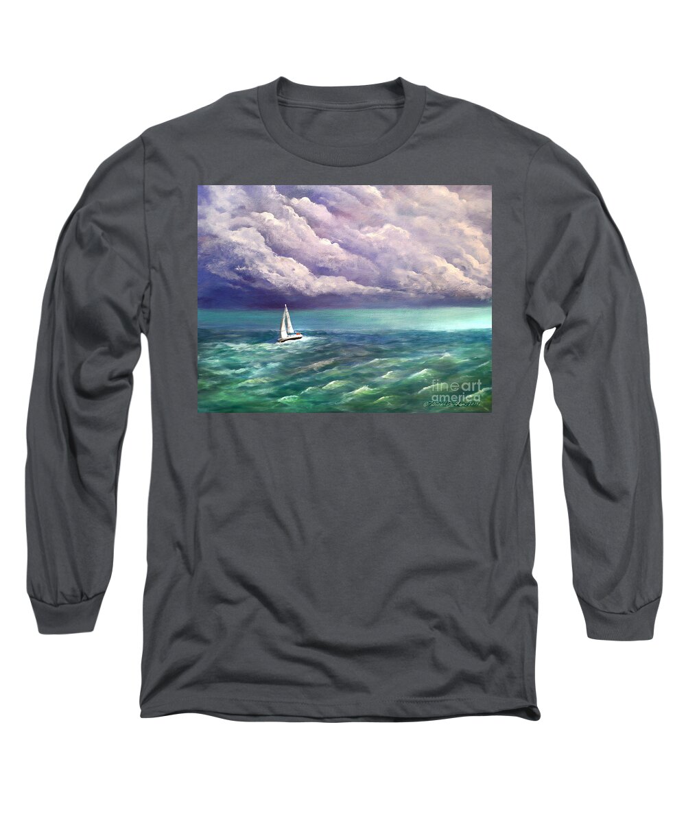 Sailing Long Sleeve T-Shirt featuring the painting Tell The Storm by Pat Davidson