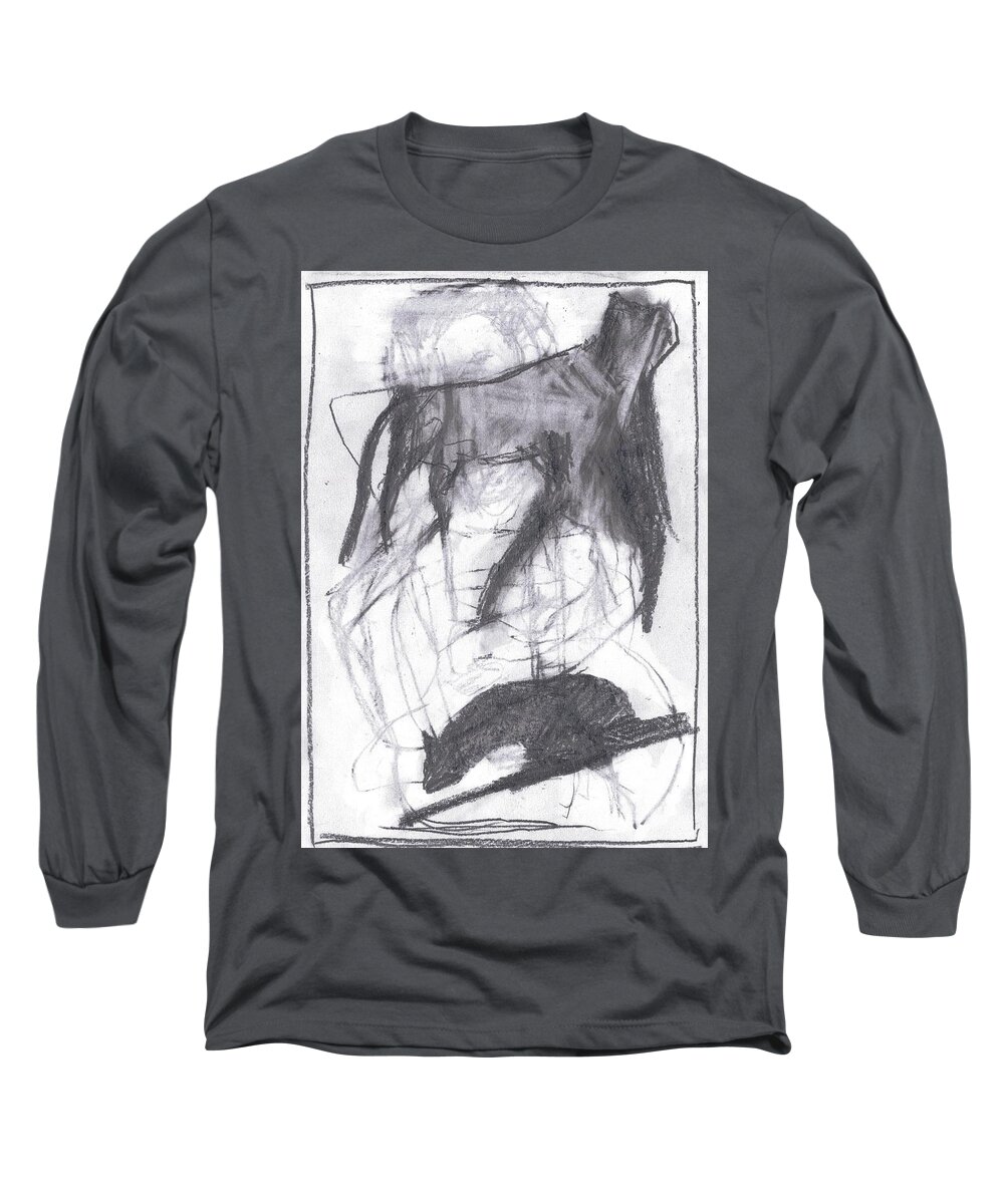 Sketch Long Sleeve T-Shirt featuring the drawing Cats by Edgeworth Johnstone