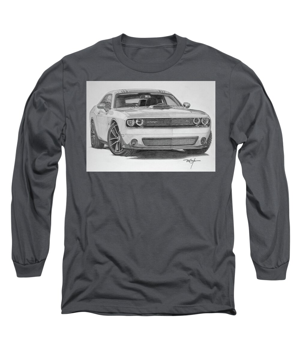 Challenger Long Sleeve T-Shirt featuring the drawing Challenger R/t by Dan Menta
